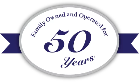 50 years in business emblem